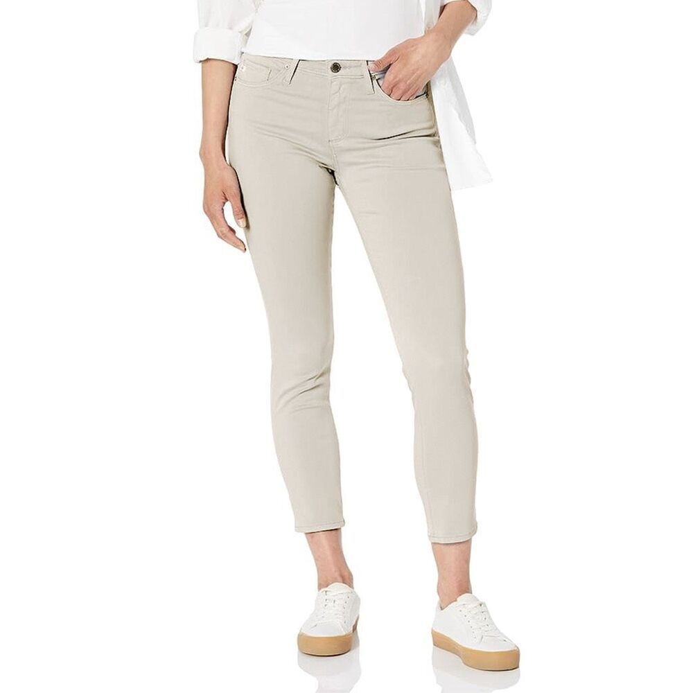 AG Jeans 34 (tagged 32) XL Beige Tan Prima Mid-Rise Ciggarette Crop Pants